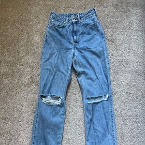 ripped straight leg jeans